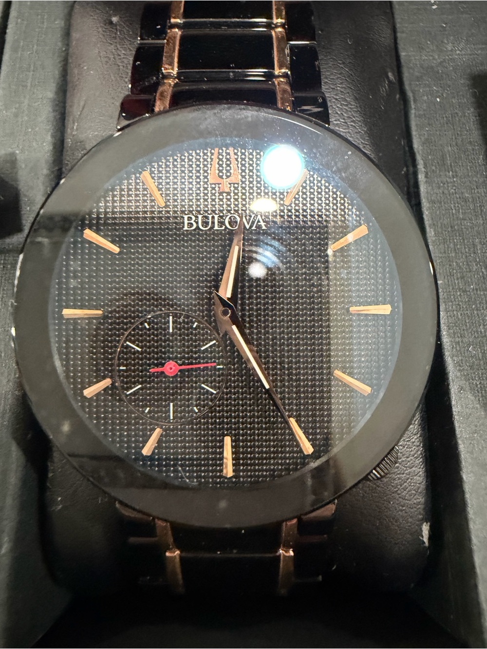 Bulova Black and Rose Gold Men’s Dress Watch